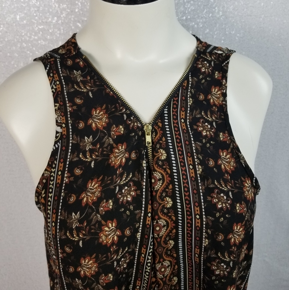 Ambiance Boho 3/4 Zipper Front Flowy Blouse sz L - Picture 5 of 7
